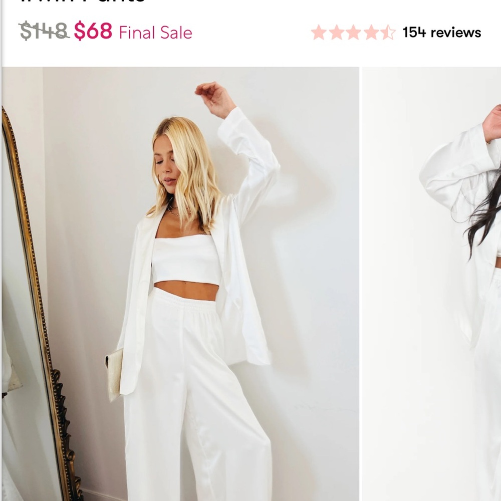 Show Me Your MuMu White Tucker Set - top, pants, blazer